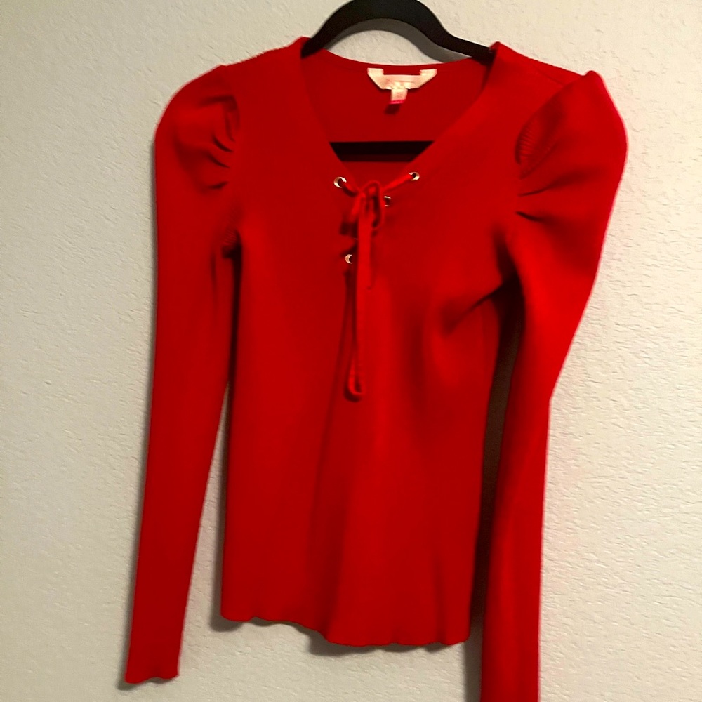 Red ribbed sweater top